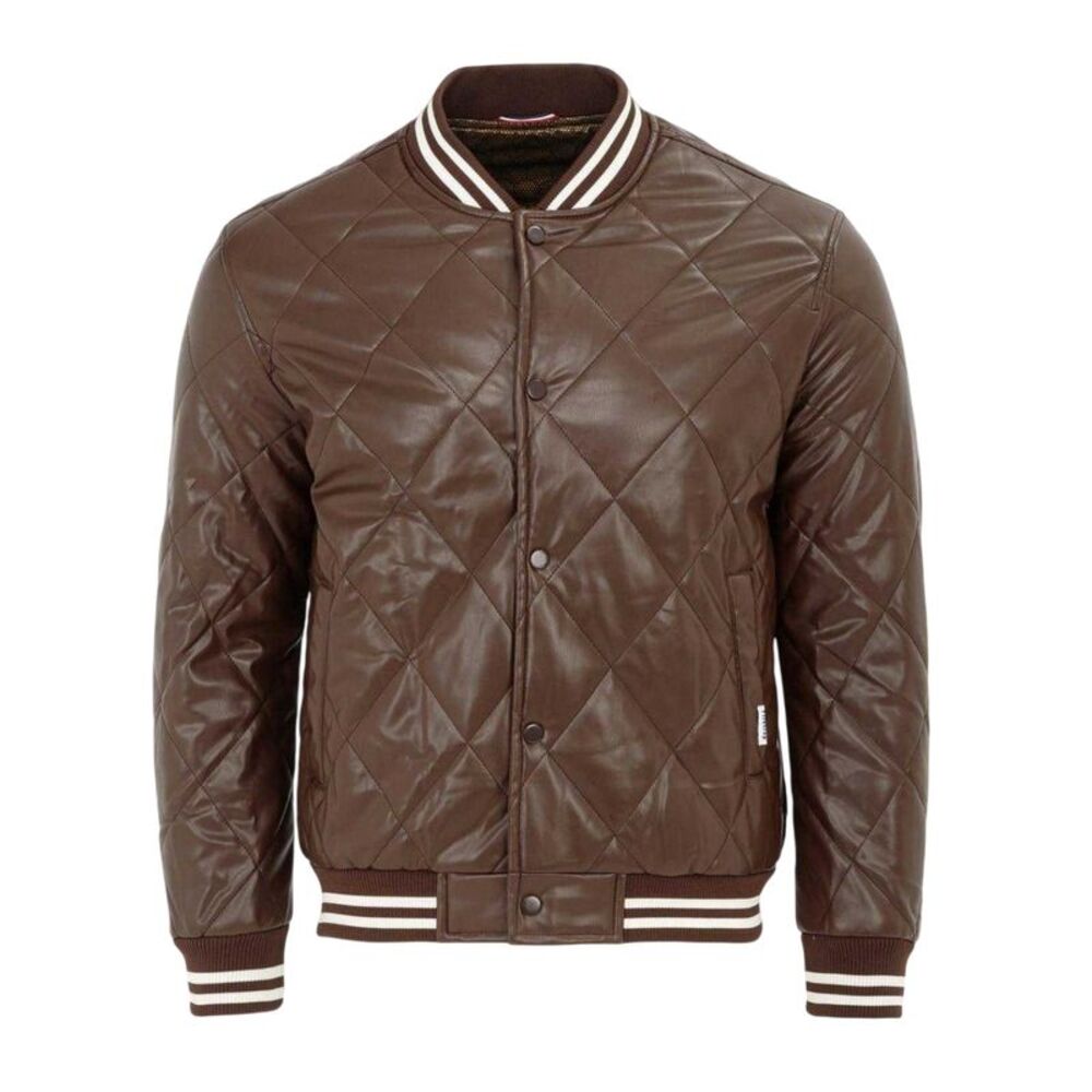 Firetrap Mens Snap Bomber Jacket / Coffee